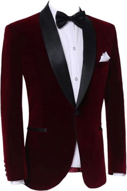 Ulnomio Men's Velvet Blazer Shawl Lapel One Button Jacket for Wedding Dinner 38 Burgundy