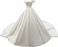 White Satin A Line Long Train Women's Wedding Dress Lace Up Off The Shoulder Bridal Gown 14 White