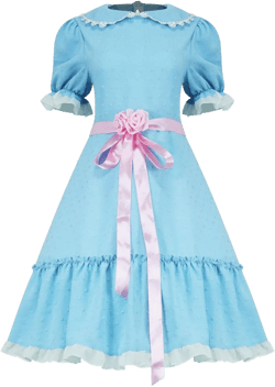 Grady Twins Costume Lolita Dress Blue Puff Sleeves Dress Halloween Creepy Doll Cosplay Outfits for Women Girls Kids X-Small