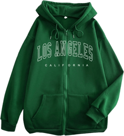 Los Angeles California Letter Print Graphic Casual Womens Oversized Hoodies Sporty Graphic Hoodiess with Hood X-Large Green