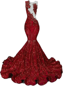 Mermaid Evening Dress Applique Beads Sequins Prom Dress Pageant Gown Court Train Elegant Dresses 16 Plus Red