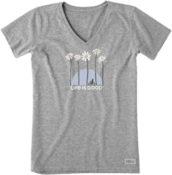 Life is Good Women's Crusher Tee, Short Sleeve Cotton Graphic T-Shirts, Towering Daisies Bike, Heather Gray, X-Small
