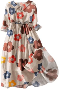 Womens Spring Summer Dresses Boho Floral Lapel Neck Button Casual A-Line Lace-Up Dress Womens Long Dresses Women's Purple #11 X-Small