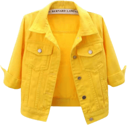 Hularka Women's Denim Jacket Button Down 3/4 Sleeve Crop Jean Jackets Coat With Pockets Large Yellow
