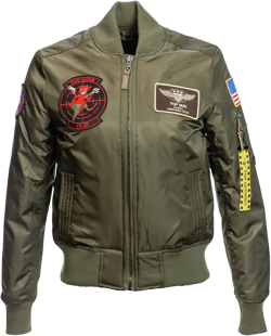Top Gun Limited Edition Miss MA-1 Bomber Jacket with Patches Large Olive