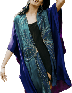 Silk Three Colors Kimono Jacket - Hand-Painted - Key of Life