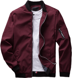 Men's Running Jacket Long Sleeve Slim Fit Lightweight Varsity Baseball Bomber Jackets Sportswear X-Large Red