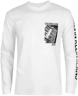 Calvin Klein Men's Long Sleeve T-Shirt, White [XXL]