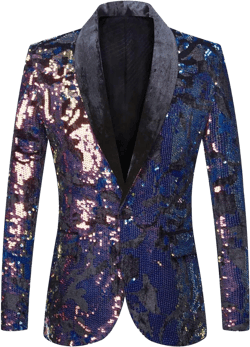 PYJTRL Men Fashion Purple Colorful Velvet Sequins Blazer at Amazon Men’s Clothing store