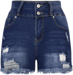 High Waisted Ripped Denim Shorts for Women Slim Fit Distressed Jean Shorts Frayed Raw Hem Cut Off Shorts with Pockets X-Large Dark Blue