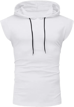 QWENTMTNTY Mens Workout Tank Tops Hood Sleeveless Gym T-Shirt Cotton Athletic Muscle Tees Pockets Running Sports Bodybuilding Stringer Hoodies A-White