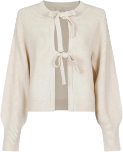 Women Y2k Tie Front Cardigan Long Sleeve Crew Neck Lightweight Shrug Sweater Knitted Bow Knot Trendy Sweater Tops Knit Apricot Medium