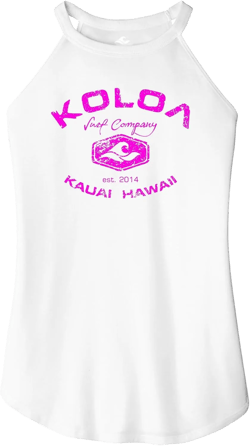 Koloa Surf Ladies Vintage Arch Perfect Blend Rocker Tank Sizes XS-4XL Large White / Pink
