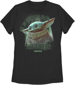 Women's Star Wars: The Mandalorian The Child Strong Force  Graphic Tee Black Large