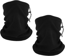 2PCS Winter Neck Gaiter Face Cover Classic Adjustable Cotton Fleece Breathable Scarf Ski Mask Sleeve Warmer Outdoor Hijab Neck Liner Hat for Men Women (Black)