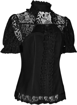 Women's Victorian Blouse Renaissance Gothic Shirt Short Sleeve Lace Top