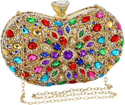 Black Clutch Purse For Women Evening Sparkly Bag Party Rhinestone Floral Handbags Bride Wallet Gold