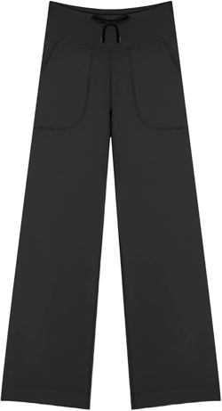 Yoga Pants with Pockets for Women Trendy High Waist Tummy Control Stretch Workout Athletic Loose Wide Leg Trouser Gym Black Large