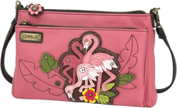 CHALA RFID Protected Vegan Leather Deluxe Crossbody Bag with Adjustable Straps Flamingo Group - Pink