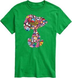 HYBRID APPAREL - Peanuts - Snoopy Silhouette Pattern - Men's Short Sleeve Graphic T-Shirt Large Big Tall Green