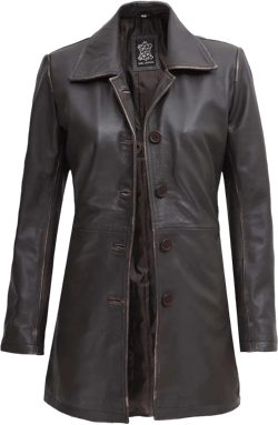fjackets Leather Car Coats for Womens - Real Long Leather Jacket Women Premium Lambskin Leather Coat For Women Santiago Ruboff Dark Brown Leather Jacket Women XX-Large