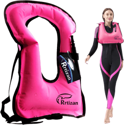 Rrtizan Snorkel Vest, Adults Portable Inflatable Swim Vest Swim Jackets for Men & Women Pink