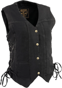 Milwaukee Leather Women's Premium Denim Motorcycle Rider Vest | MDL 3X-Large Mdl4020-black