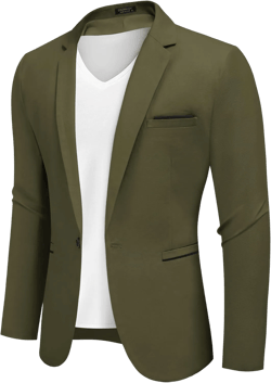 COOFANDY Men's Casual Blazers Sport Coats Slim Fit Cotton Sport Jackets 1 Button Lightweight Suit Jackets XX-Large B- Army Green