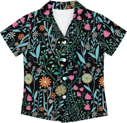 PinUp Angel Cute Funny Button Down Hawaiian Shirt Short Sleeve Kids Summer Beach Hawaiian Shirts for Boys Girls 13-14 Years Pink Yellow Floral Blue Green Leaves