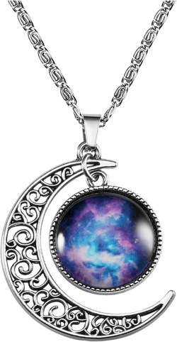 Lcbulu Galaxy Crescent Moon Pendant Necklaces Jewelry for Women Teen Girls 18''
