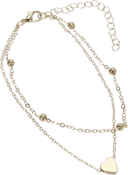 Foot Chain Heart Bracelet Double Chain Womens Anklets Jewelry Cute Anklet Adjustable Anklets Adjustable Bracelet Summer Beach Jewelry Gold
