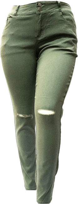 Jack David/GAZOZ /926 Womens Plus Size Distressed Knee Hole Ripped Stretch Jeans Skinny Twill Pants 14 Army Olive Green