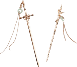 2 Pcs Metal Tassels Hair Sticks Chinese Style Sword Bamboo Hair Chopsticks Buns Pin Hair Accessories for Women Girls, Gold