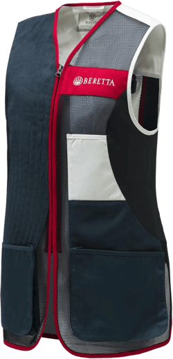Beretta Women's Uniform Pro 20.20 Micro Lightweight Breathable Meshed Cotton Shooting Vest with Expandable Front Pockets Blue Total Eclipse/White X-Large