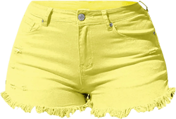 Womens Low Rise Jean Shorts Sexy Cute Ripped Booty Shorts Casual Summer Stretch Mini Shorts Low Waisted Denim Shorts Large A-yellow