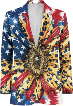 CLOHOMIN Men's Slim Fit Blazers Casual Sport Coats Lightweight Tops with One Button Suit Jackets 4X-Large Sunflower American Flag