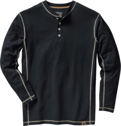 Legendary Whitetails Men's Henley Shirt Long Sleeve Button Up Casual Fit Cotton/Poly Blend Large Black