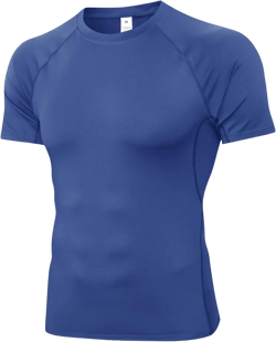 Men's Compression Shirts Short Sleeve Athletic Tops Cool Dry Running Undershirts Base Layer Sports Gym T-Shirt A # Blue Medium