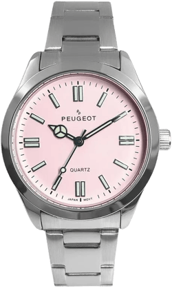 Peugeot Women's 36mm Sport Watch with Pink Dial and Stainless Steel Bracelet