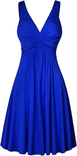 Womens Vintage Pleated Cocktail Dress V Neck Sleeveless Summer Party Dress Criss Cross Retro Solid Color Flare Dress Large Blue