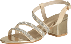 SheSole Women's Open Toe Slingback Strappy Heels Rhinestone Sandals Wedding Shoes for Bride Low Block Chunky Heels Metallic 6 Gold