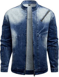 Manfinity LEGND Plus Size Men's Dark Blue Distressed Washed Denim Biker Jacket