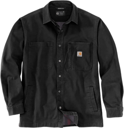 Carhartt Men's Rugged Flex Relaxed Fit Canvas Fleece Lined Snap Front Shirt Jac XX-Large Black