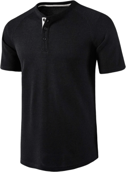 LOCALMODE Men's Casual Crew Neck Long Sleeve T Shirts of Waffle Henley