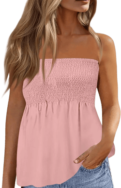 Summer Outfits for Women, Tube Tops for Women 2024 Sexy Off Shoulder Print Sleeveless Shirt XX-Large 5-pink