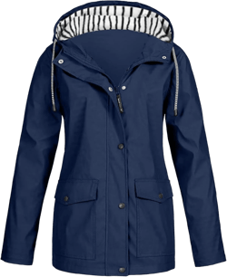 Rain Jacket Women,2024 Trendy Lightweight Zip Up Button Hooded Waterproof Windbreaker For Hiking Outdoor Travel Small C-dark Blue