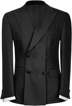 Men's Black Suit Jacket Classic Fit Peaked Lapel Double Breasted Blazer Sport Coat 42 Black