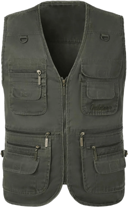 Jade Hare Men's Lightweight Fishing Safari Vest Travel Outdoor Work Sleeveless Jacket Cargo Vests Military Shooting Clothing