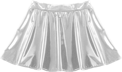 Freebily Women's Glossy PVC Leather Flared Skirt Shiny Glitter Holographic Zipper A-Line Mini Skirts at Amazon Women’s Clothing store