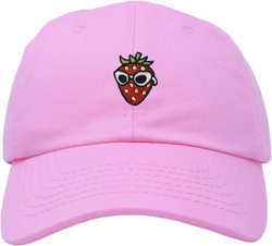 DALIX Strawberry Embroidered Cap Cotton Baseball Summer Cool Dad Hat Womens One Size Light Pink